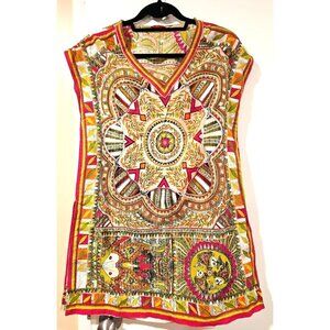 Tunic Women Medium Colorful 100% Cotton Made In India Sequin Slit Light